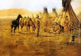 Charles Marion Russell Cowboy Bargaining for an Indian Girl painting